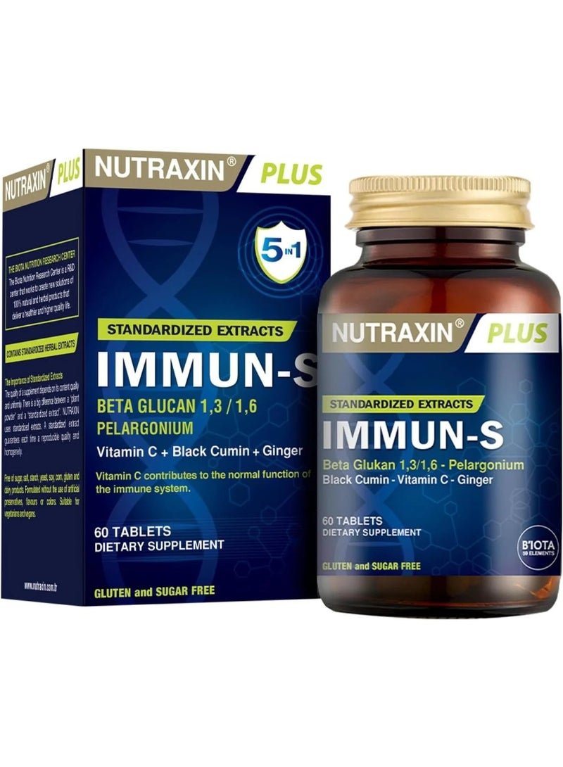 Nutraxin Plus Immun-S: Advanced 1,3-1,6 Beta-Glucan 60 Tablets for Robust Immune Support - Image 1